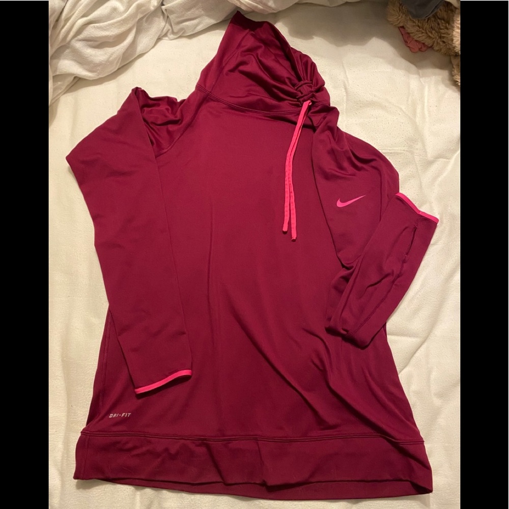 Nike turtleneck warm up top/pullover, sz xl, wine color